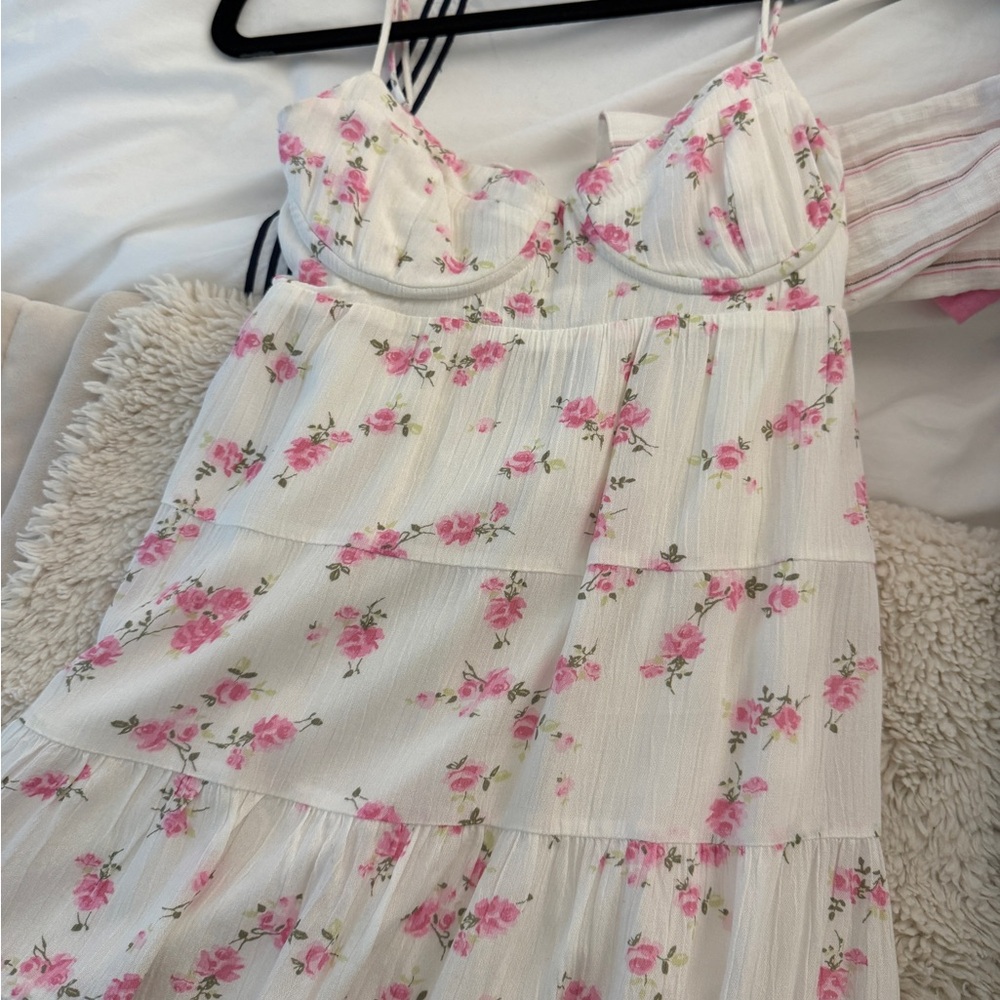 Sky to Moon Floral Pink and White Women's Dress